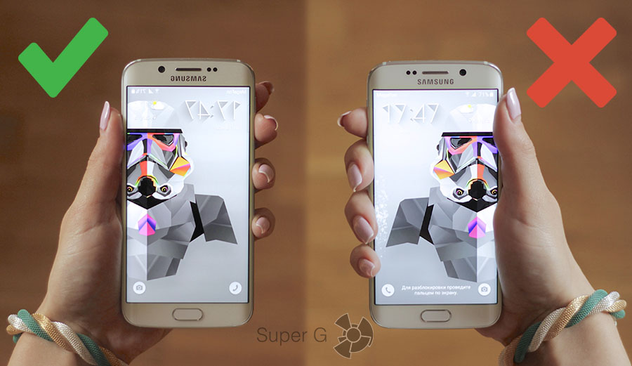 Как правильно держать Samsung Galaxy S6 Edge