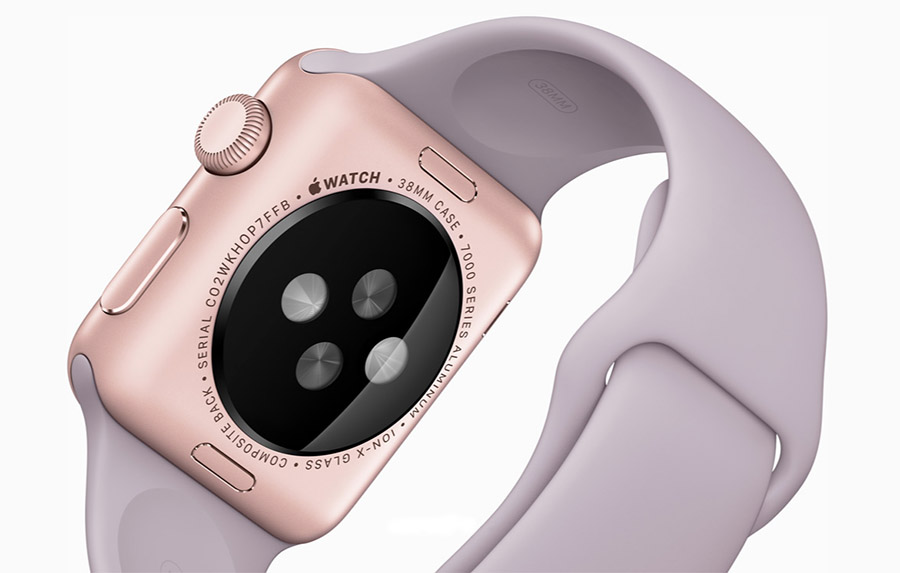 Apple Watch розовые с сиренивым ремешком