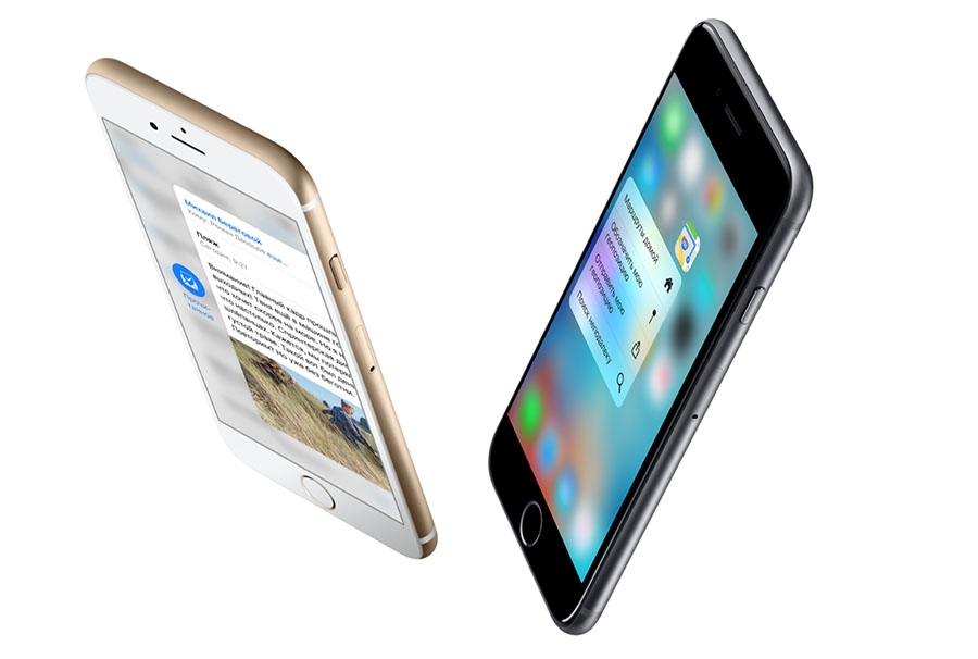Золотой iPhone 6S и черный iPhone 6S Plus