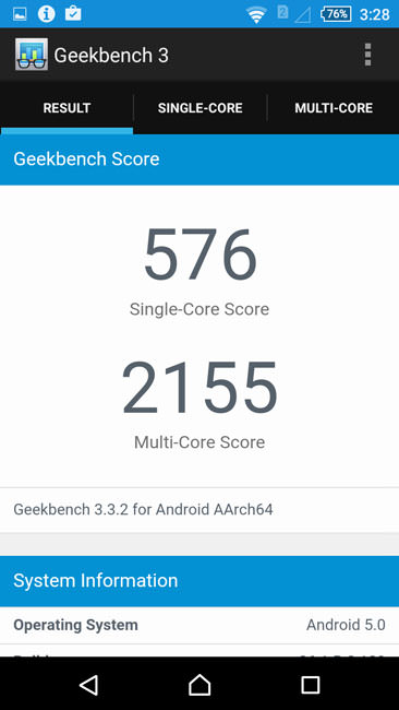 Geekbench 3 Sony Xperia M4 Aqua Dual