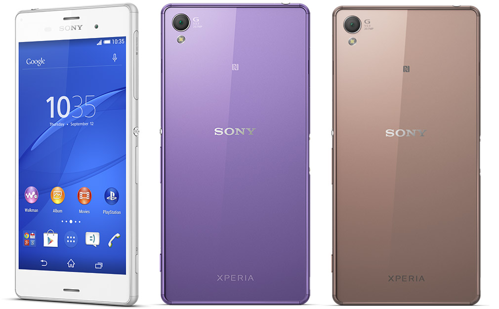 Белый, фиолетовый и бронзовый Sony Xperia Z3
