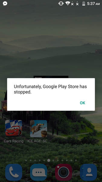 Еще одна ошибка Google Play Store на ZTE Blade V7