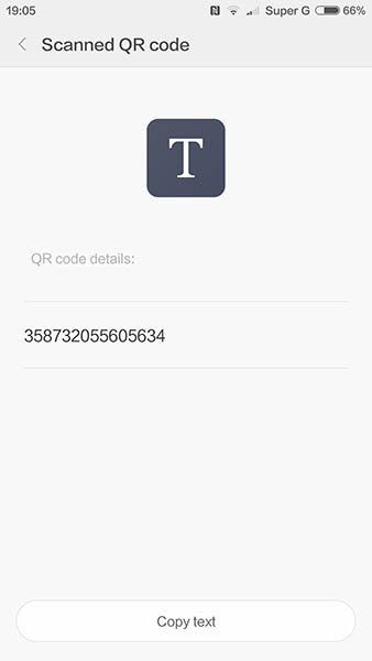 Информация, полученная из QR-кода Xiaomi