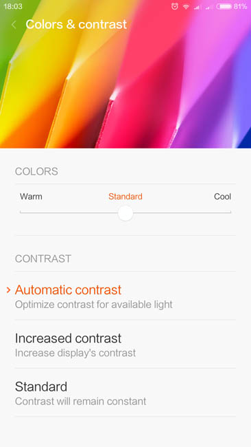 Настройка контрастности и цветовой температуры дисплея Xiaomi Mi Max