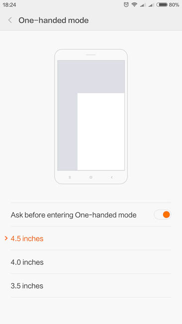 Настройка режима управления одной рукой на Xiaomi Mi Max