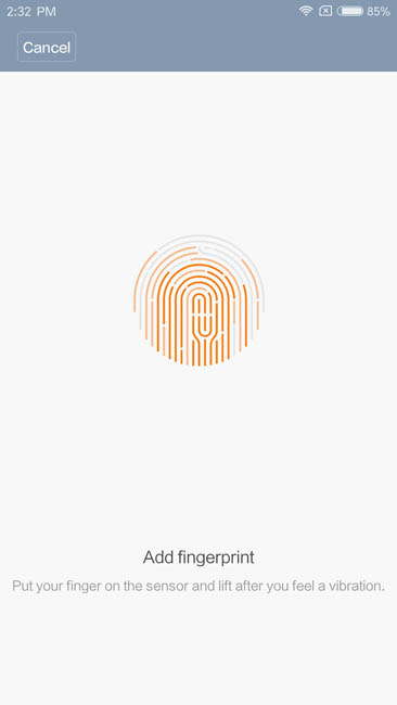 Регистрация отпечатка пальца в Xiaomi Mi5S