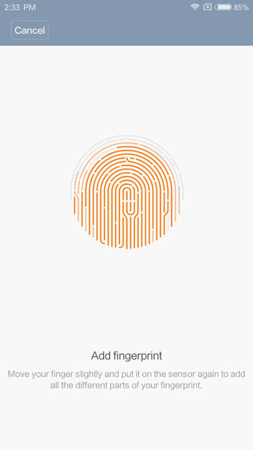 Ввод отпечатка пальца в Xiaomi Mi5S