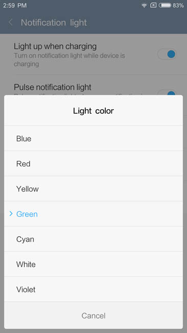 Доступные цвета для LED-индикатора
