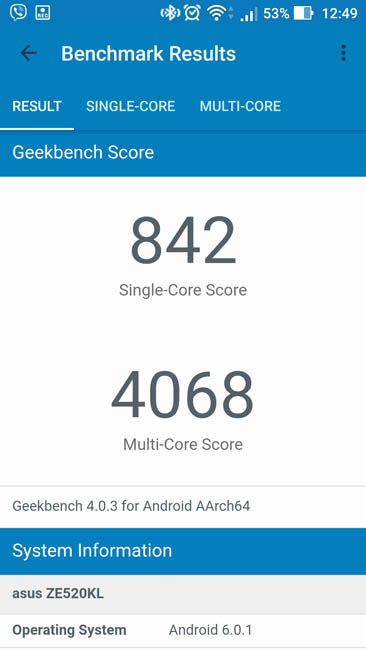 Тест производительности Asus Zenfone 3 в Geekbench 4