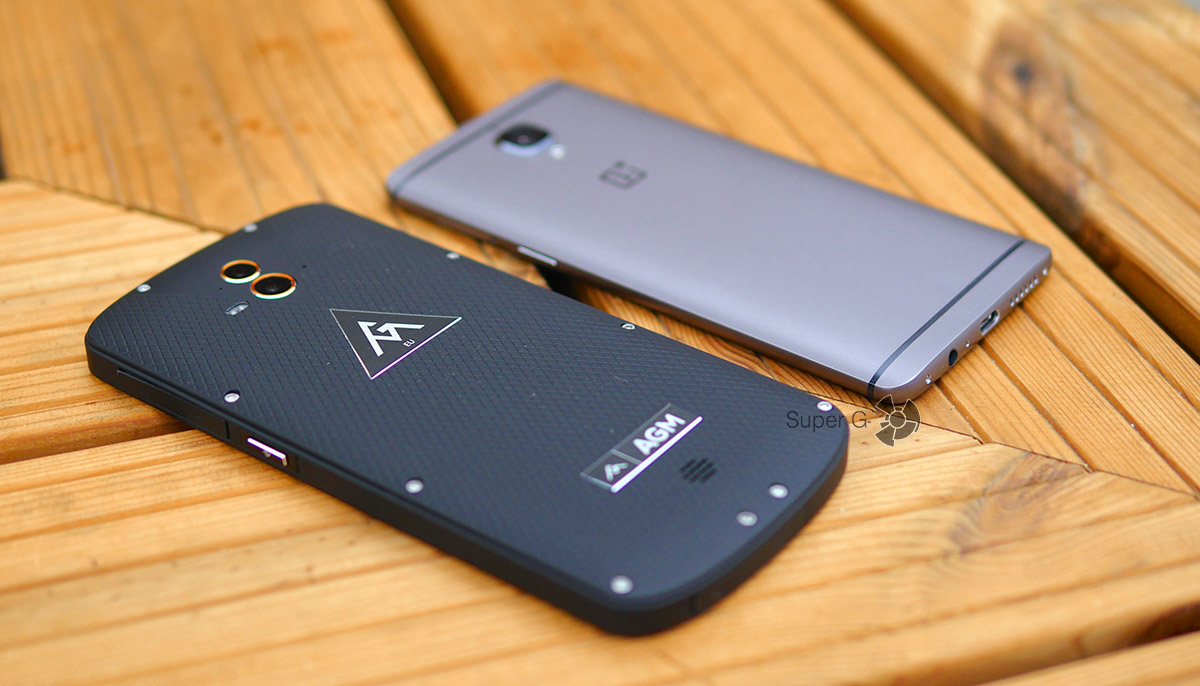 Сравнение AGM X1 (слева) с OnePlus 3T (справа)