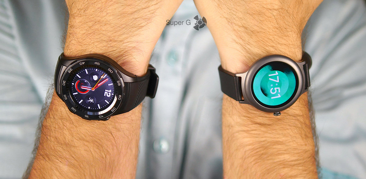 Сравнение Huawei Watch 2 (слева) и LG Watch Style (справа) - двое умных часов на Android Wear 2.0