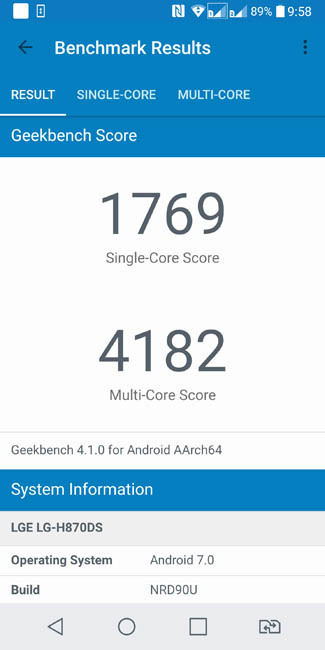 Тест производительности LG G6 в Geekbench 4