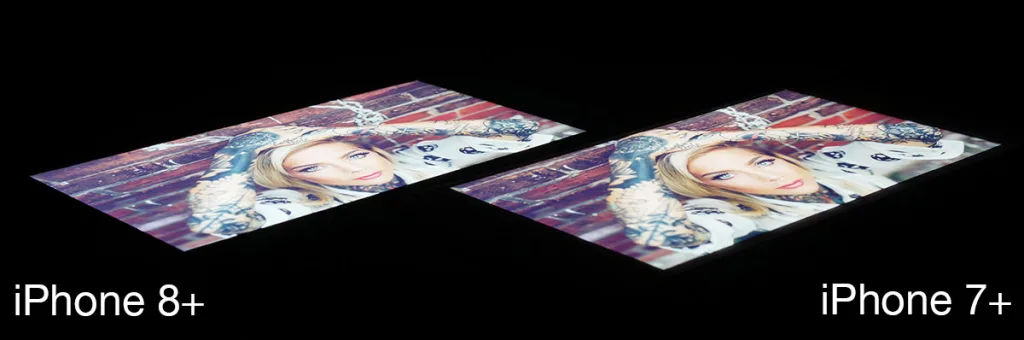 Comparecing displays of iPhone 8 Plus and 7 Plus without some effects