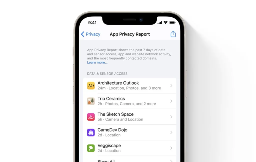 Отчет о конфиденциальности iOS 15