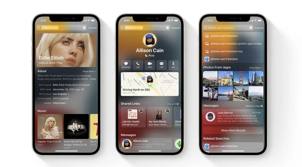 Spotlight на iOS 15 в FaceTime