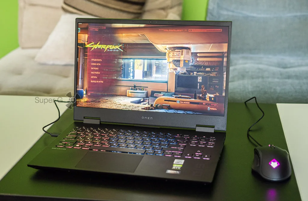 HP OMEN 15 Cyberpunk 2077 идет на ультра настройках
