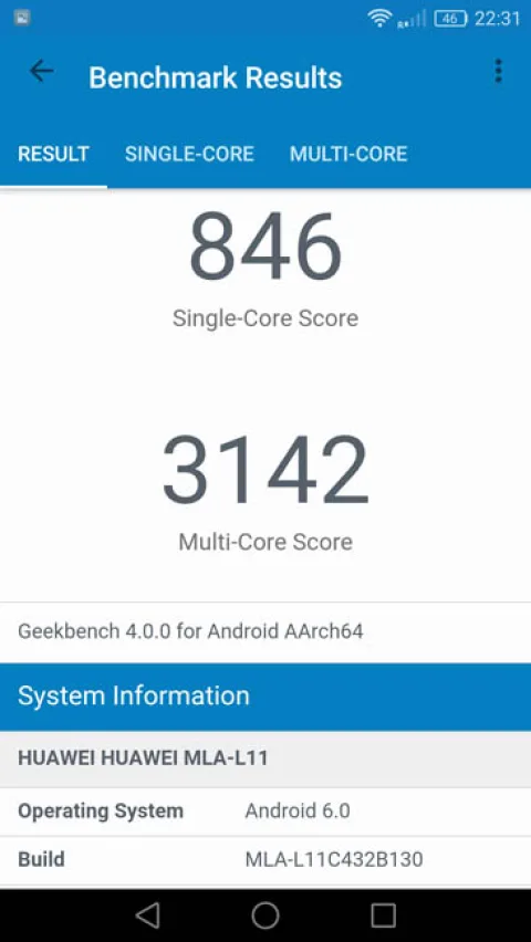 Тест Huawei Nova Plus в Geekbench 4