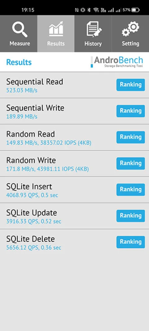 Realme 8 Storage Speed test