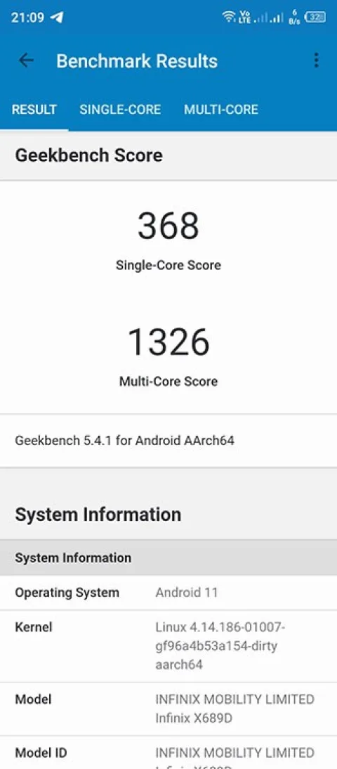 Infinix HOT 10S Geekbench 5