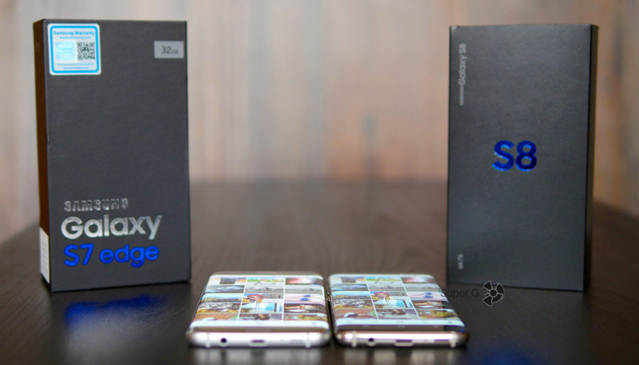 Комплектации Samsung Galaxy S7 Edge и Samsung Galaxy S8 (справа)
