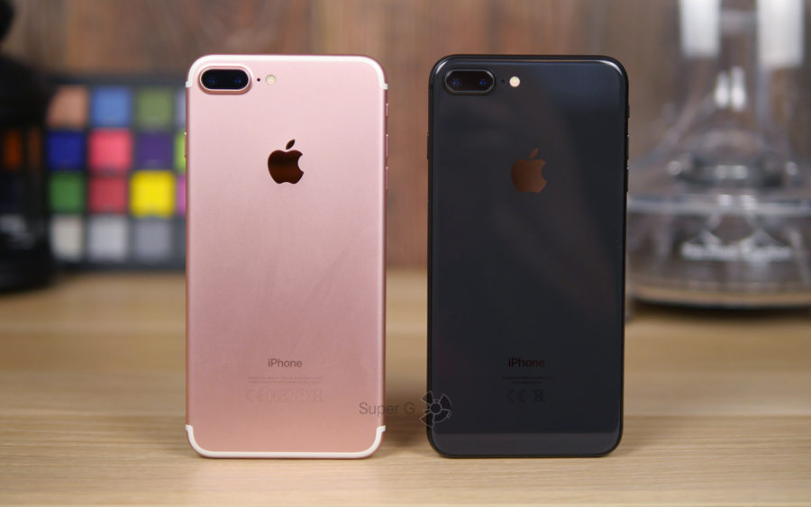 Apple iPhone 7 Plus (слева) и Apple iPhone 8 Plus (справа)