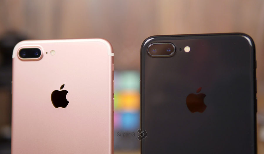 iPhone 7 Plus (слева) и iPhone 8 Plus (справа)