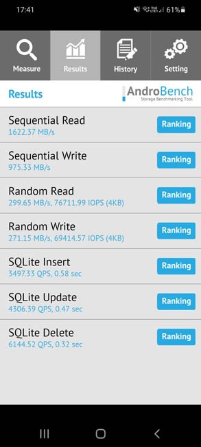 Samsung Galaxy S21 Storage Speed Test
